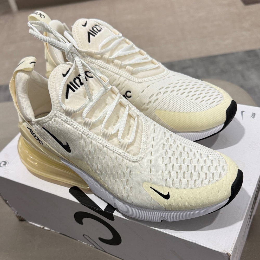 Nike Air Max 270 White and Cream Sneakers